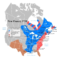 La Nouvelle France en 1750 © Wikipedia licence Creative Commons